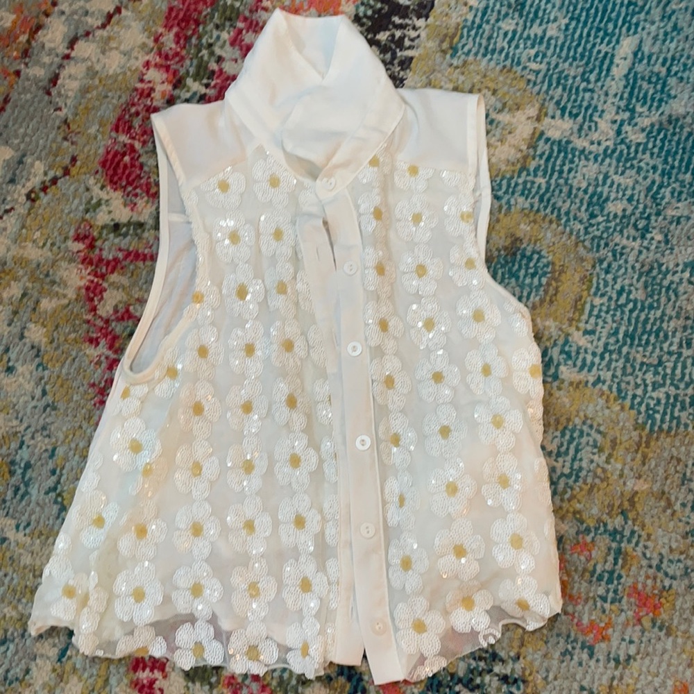 Urban outfitters XS flowered sequined button up